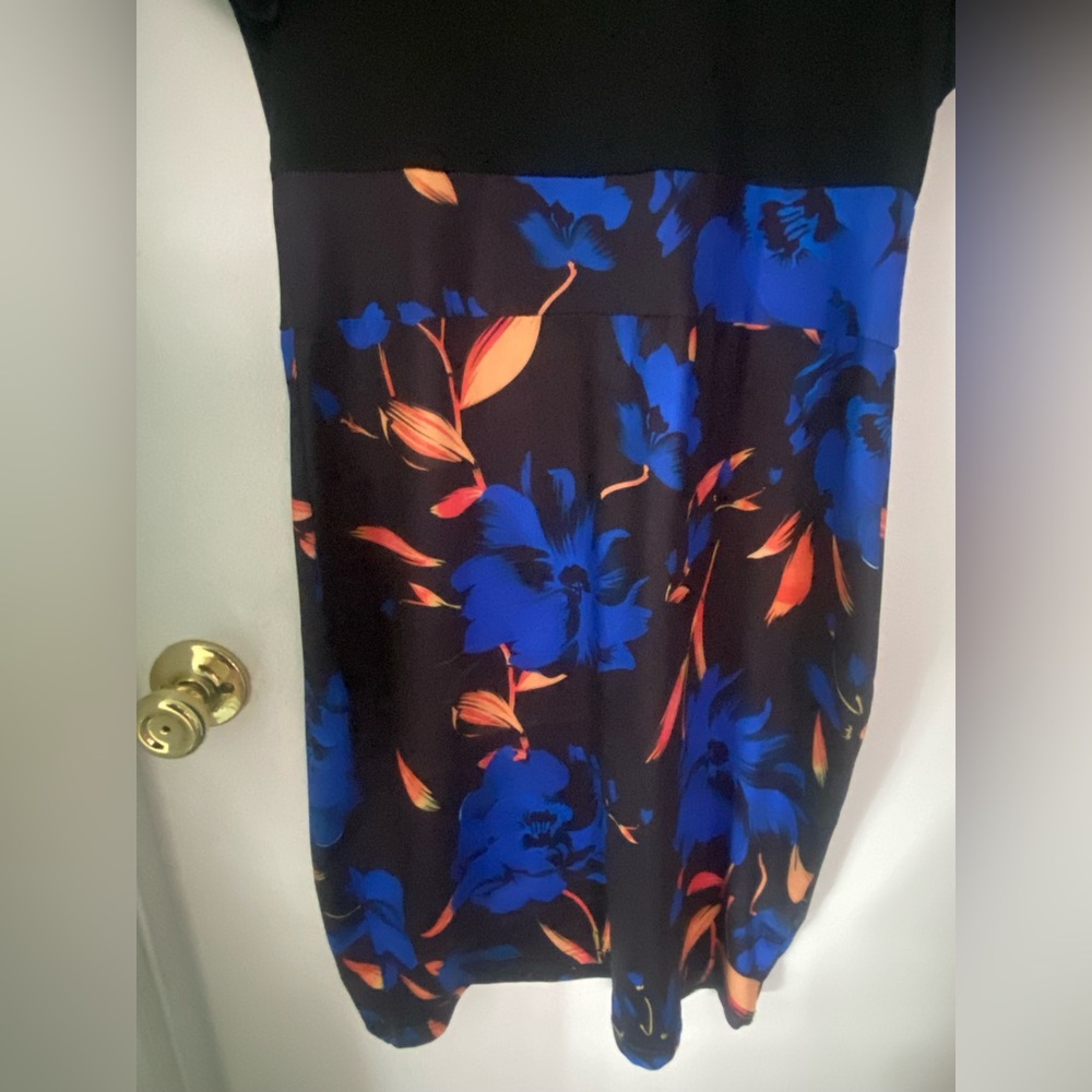 Women’s Casual Dress | Size Large | Short Sleeved | Stretchy | Blue Black Orange - Picture 6 of 13